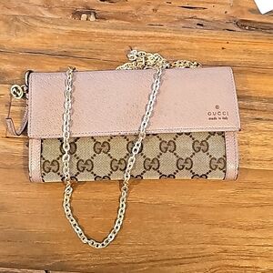 Gucci Canvas Long wallet with crossbody chain